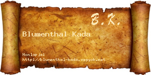 Blumenthal Kada névjegykártya